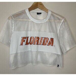 UF Florida Gators Mesh Crop Top Womens Medium White Hype And Vice